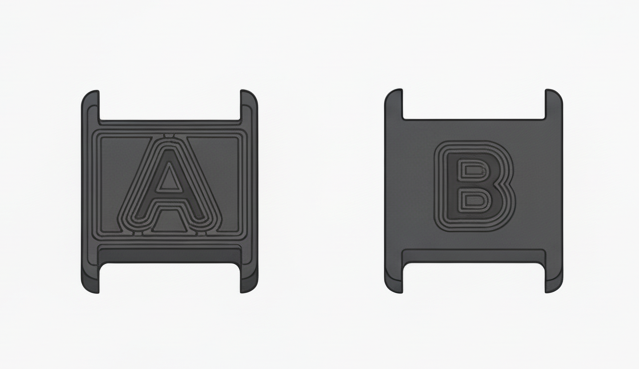 Bottom-side label on the PADEL ON remote showing the team letter indicator